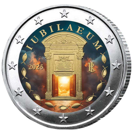 2 Euro Italie 2025 colorisées - Année Sainte