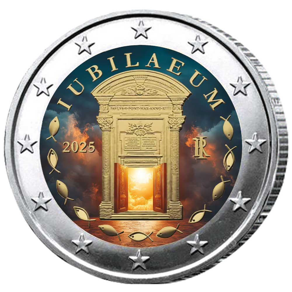 2 Euro Italie 2025 colorisées - Année Sainte