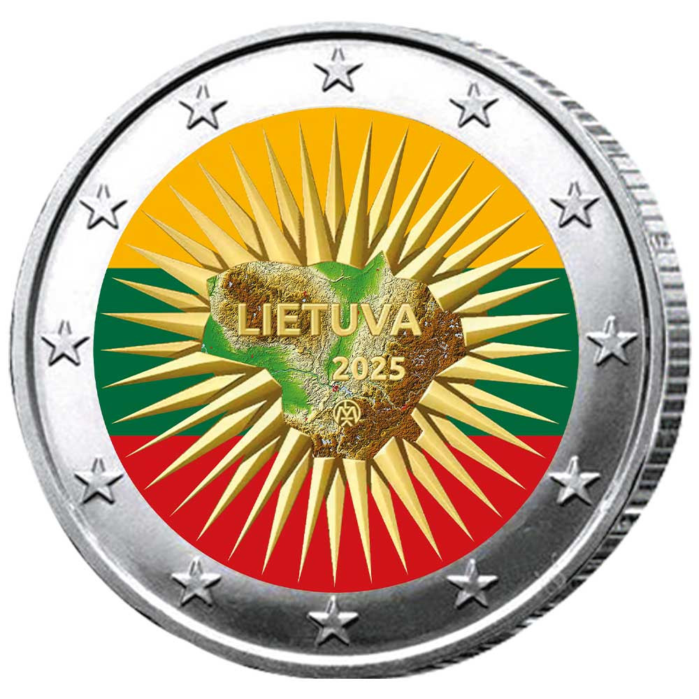 2 Euro Lituanie 2025 colorisées - Pour la Défense nationale