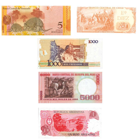 5 billets Amérique du Sud