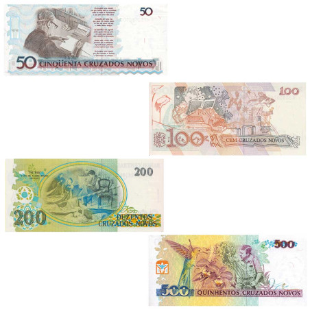 4 billets Brésil 1990