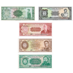 Lot de 5 billets Paraguay