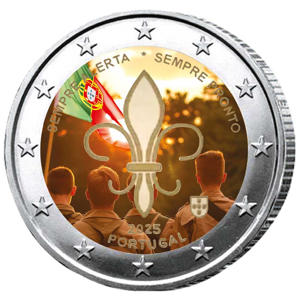 2 Euro Portugal 2025 colorisée – Scoutisme