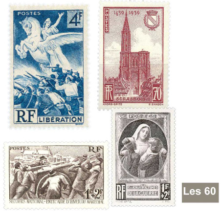 60 timbres GF Seconde Guerre mondiale