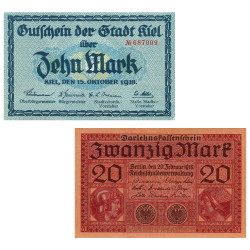 Lot 2 billets Allemagne 1918