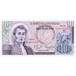 10 Pesos Colombie 1979-1980