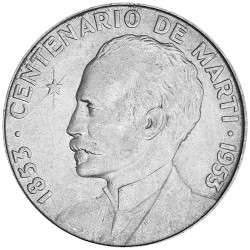 1 Peso Argent Cuba 1953 -...
