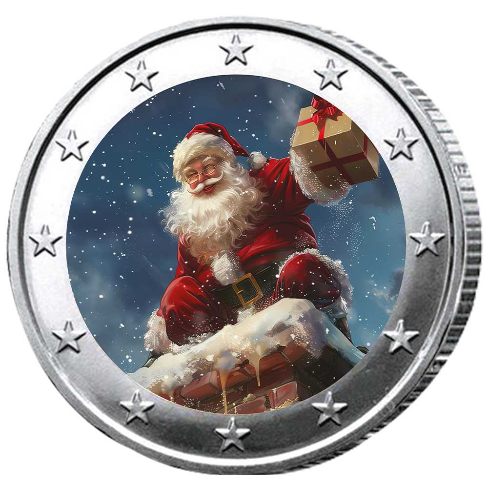 2 Euro Joyeuses Fêtes colorisée offerte*