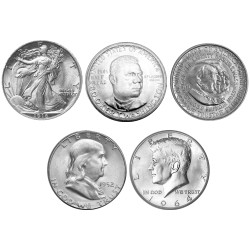 Lot 5 x 1/2 Dollars Argent
