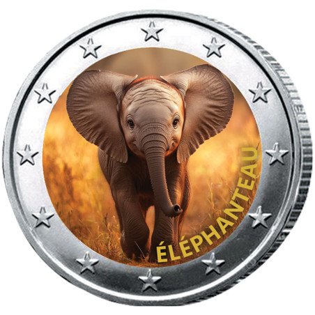 2 Euro Éléphanteau enduite