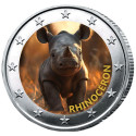 2 Euro Rhinocéron enduite