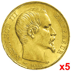 Lot 5 x 20 Francs Or