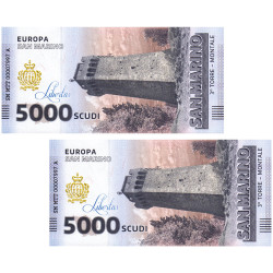 Lot 2 billets Scudi Saint-Marin 2025