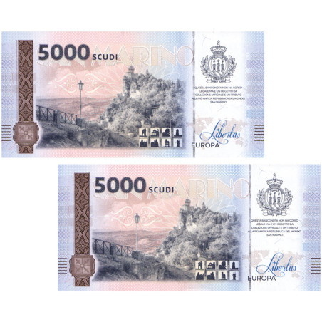 Lot 2 billets Scudi Saint-Marin 2025