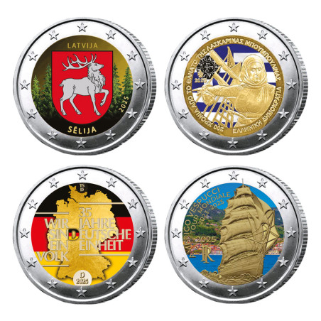 Lot 8 x 2 Euro colorisées