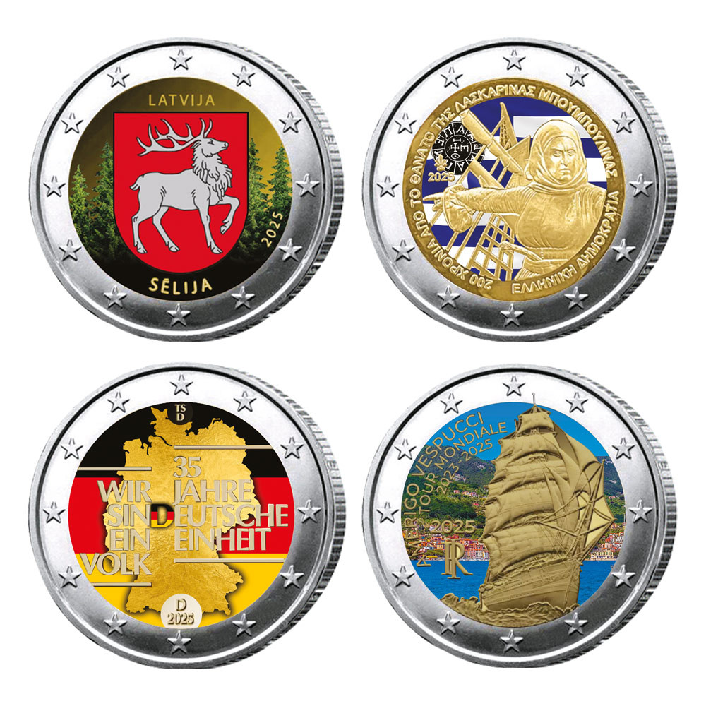 Lot 8 x 2 Euro colorisées