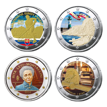 Lot 8 x 2 Euro colorisées