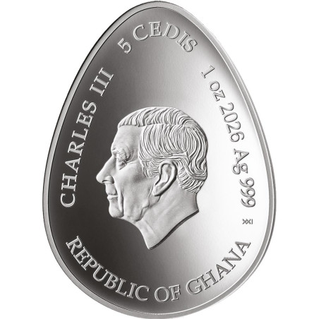 5 Cedis Argent BE 2026 colorisée - Pysanka