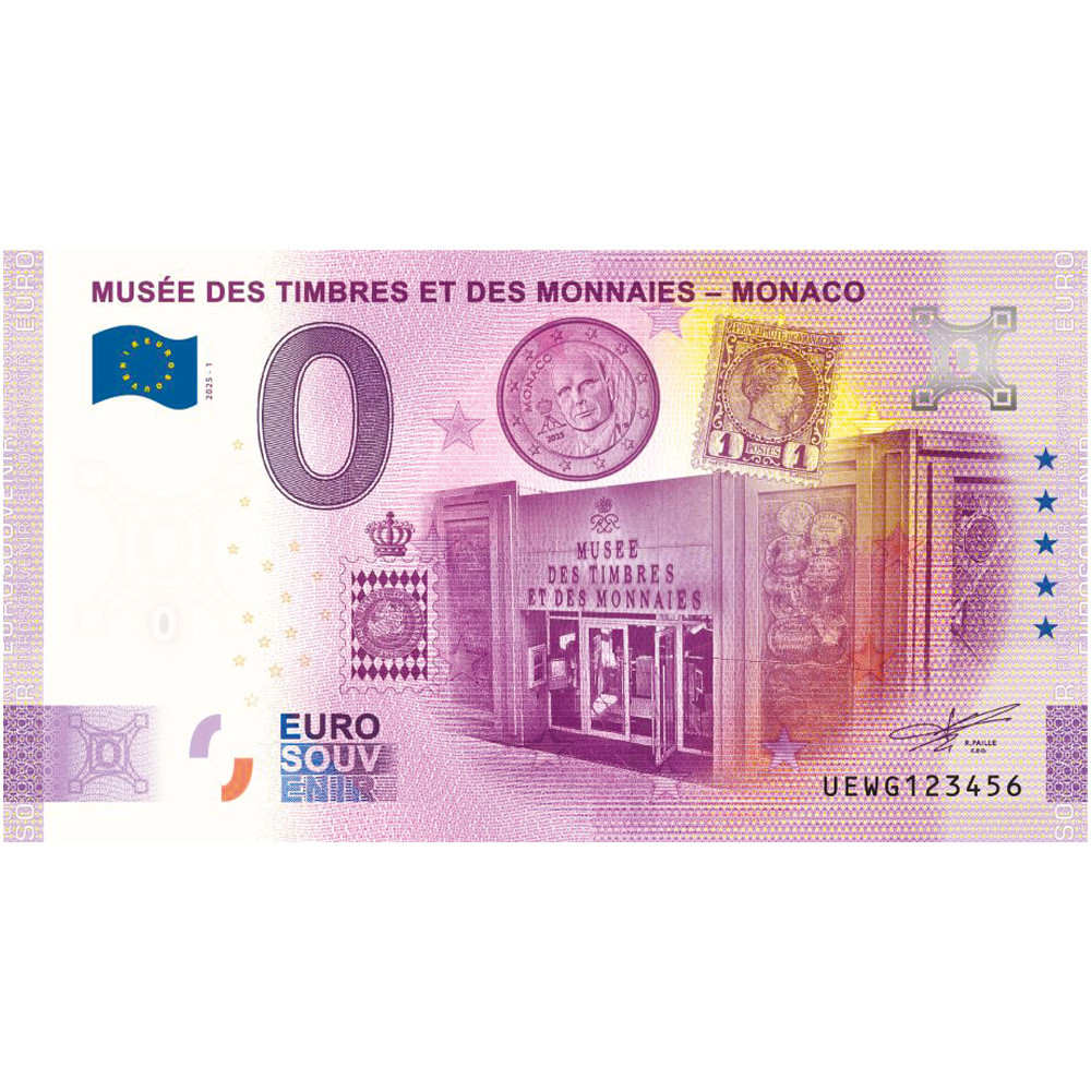 Billet souvenir 0 Euro - Musée des timbres et des monnaies - Monaco
