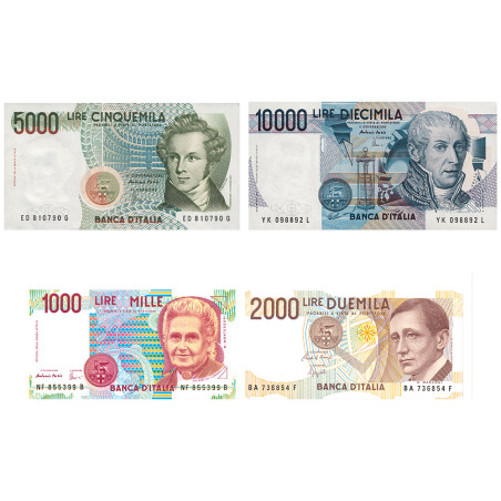 Lot 4 billets Italie 1984-1990
