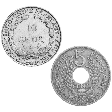 Lot 10 et 5 Centimes Indochine française