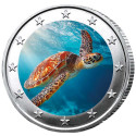 2 Euro tortue marine enduite