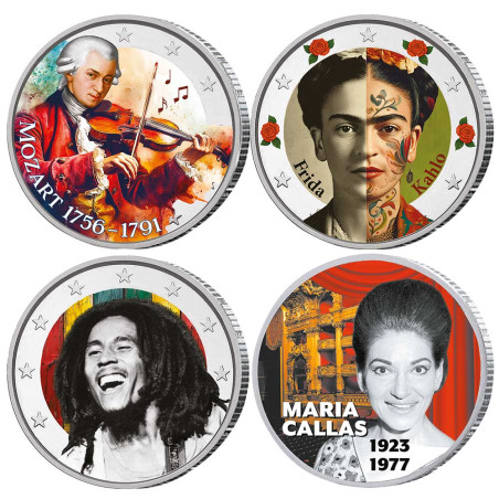 Lot 4 x 2 Euro  célébrités iconiques
