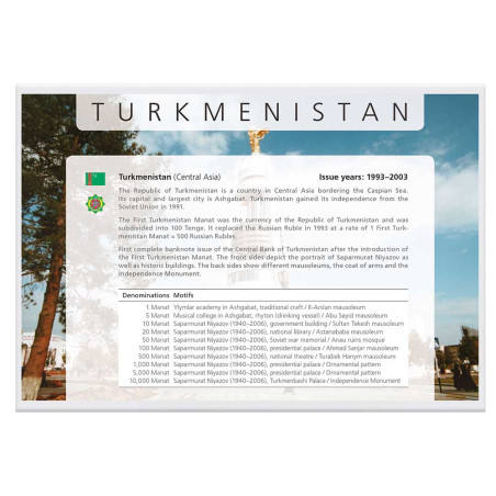 10 billets Turkmenistan 1993-2003