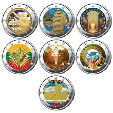 Lot 15 x 2 Euro 2025 colorisées