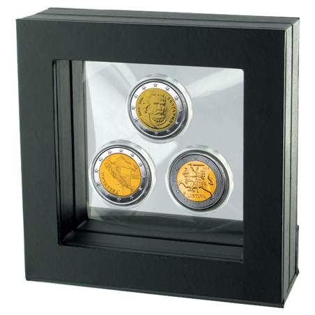 Cadre 3 x 2 Euro Bulgarie - Croatie - Lituanie - Derniers pays rentrés dans la zone Euro