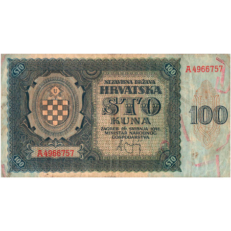 100 Kuna Croatie 1941
