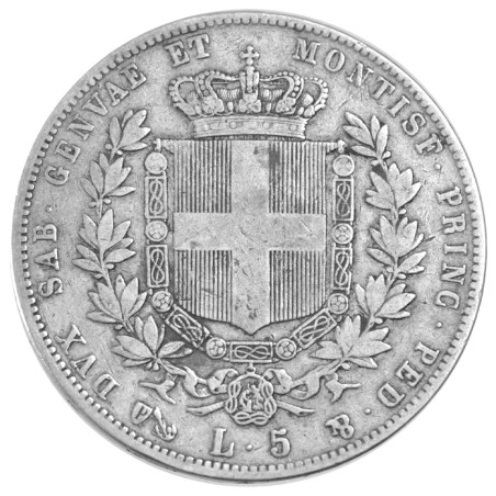 5 Lires Argent Italie - Victor-Emmanuel II (roi 1861-1878)
