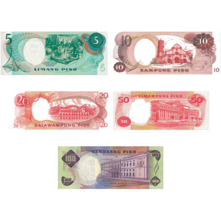 5 billets Philippines 1969