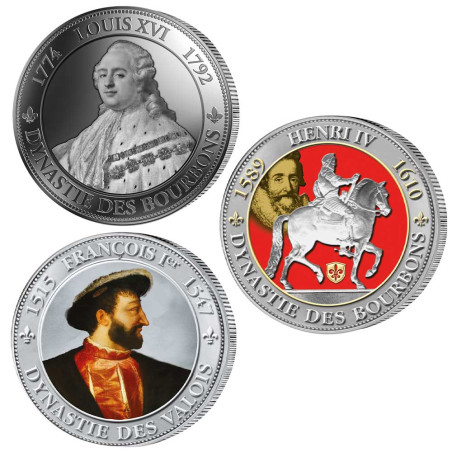 Lot 3 pièces de collection Rois de France