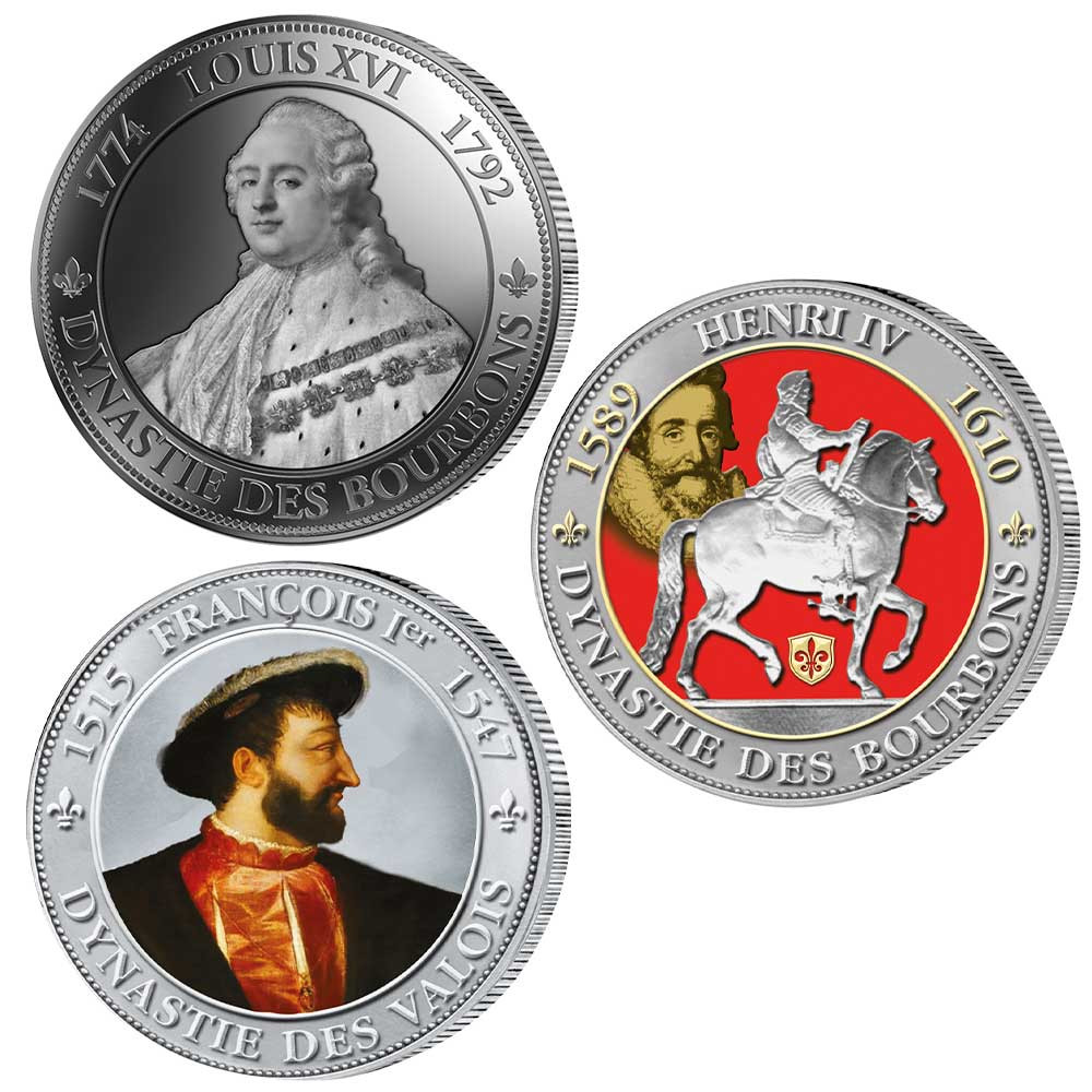 Lot 3 pièces de collection Rois de France