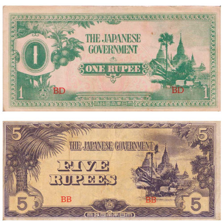 Lot 2 billets Birmanie