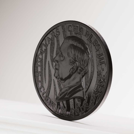 5 Dollars Argent 2025 colorisée - Tigre - Noir et Blanc