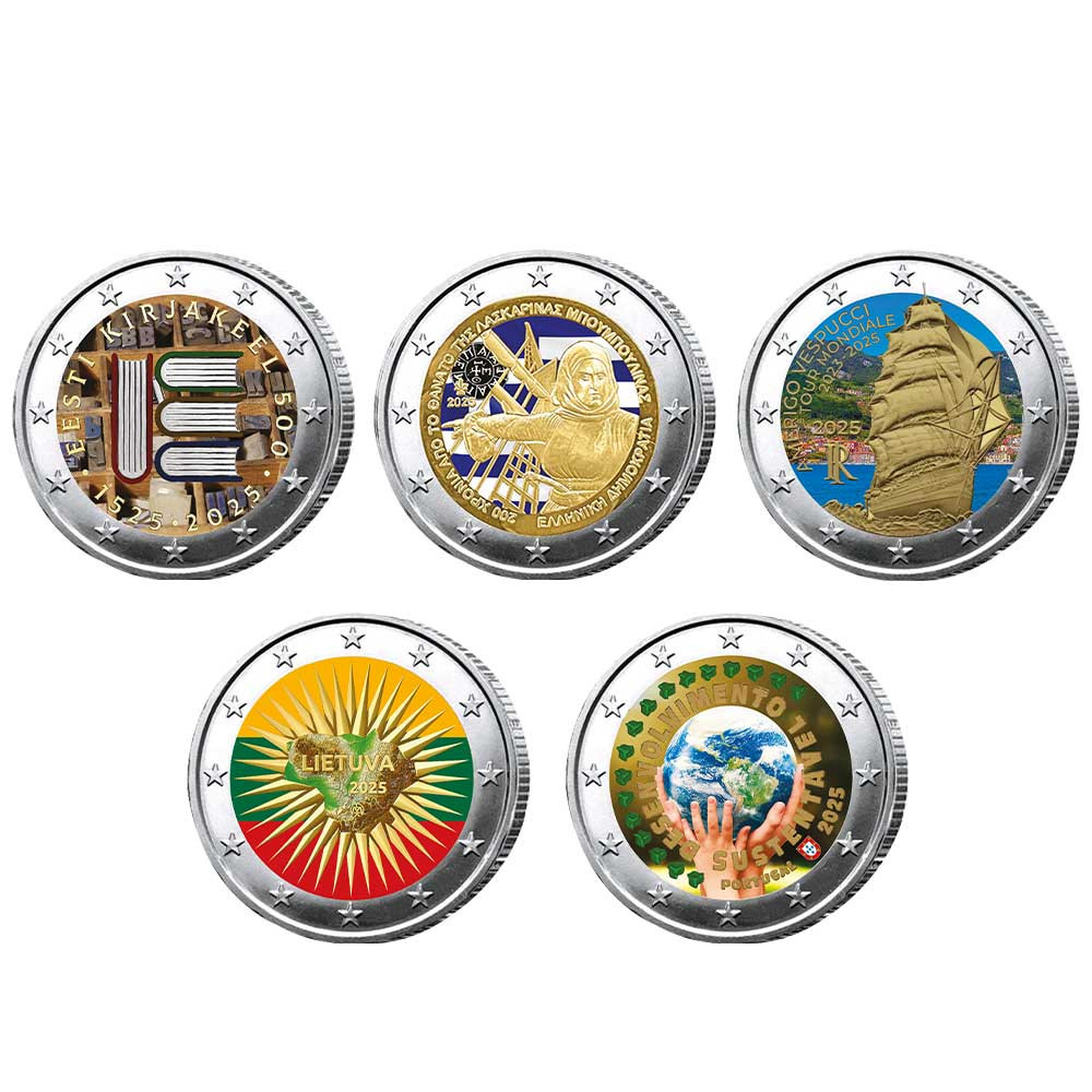 Lot 10 x 2 Euro 2025 colorisées