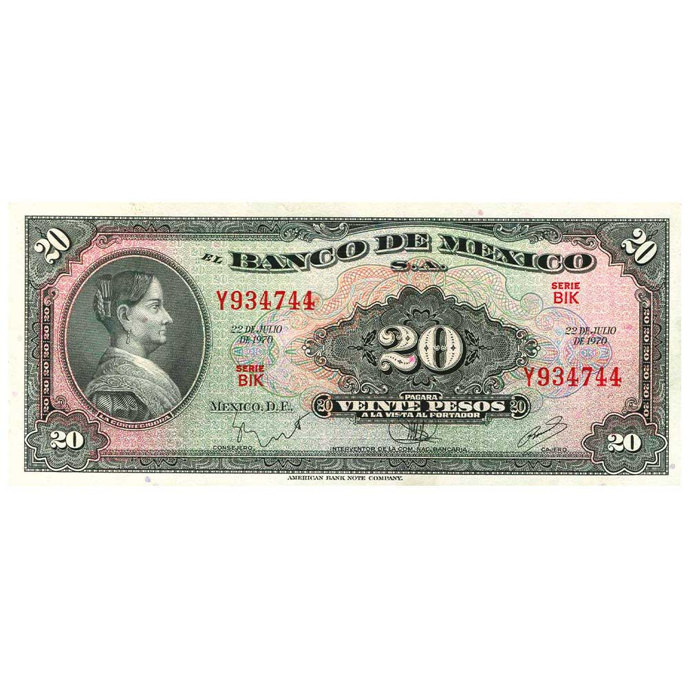 20 Pesos Mexique 1970