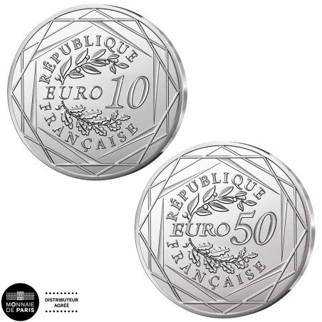 Lot 9 x 10 Euro et 2 x 50 Euro Argent France 2026 V1 + le coffret
