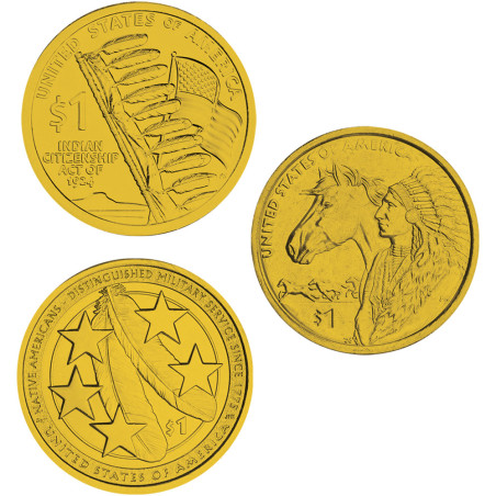 Cadre avec  3 x 1 Dollar USA