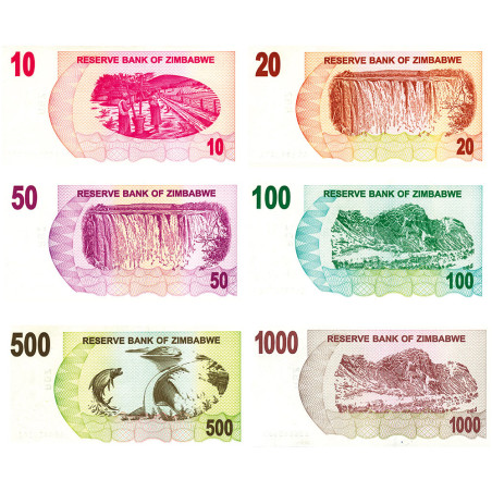 Lot de 12 billets à Ordre Zimbabwe 2006