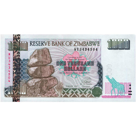 1000 Dollars Zimbabwe 2003