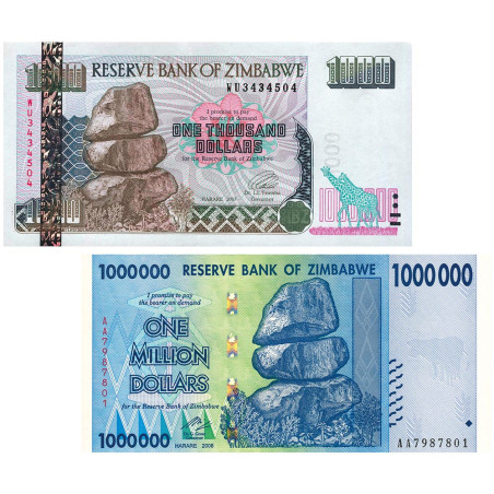 Lot 2 billets Zimbabwe