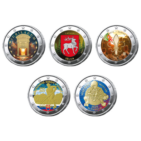 Lot 10 x 2 Euro 2025 colorisées