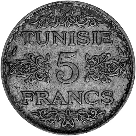 5 Francs Argent Tunisie 1935-1936