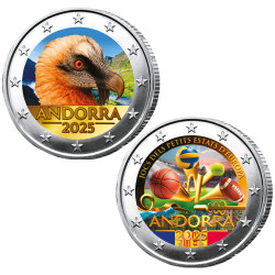 Lot 2 x 2 Euro Andorre  BU 2025 colorisées
