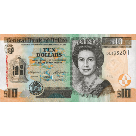10 Dollars Belize 2016-2020 - Élisabeth II