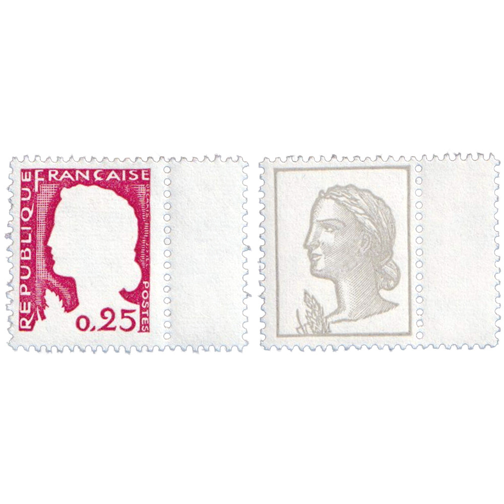 2 timbres Marianne de Decaris variétés gris et rouges