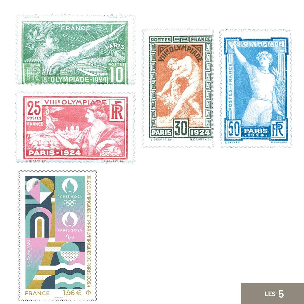 Lot 5 timbres JO de Paris